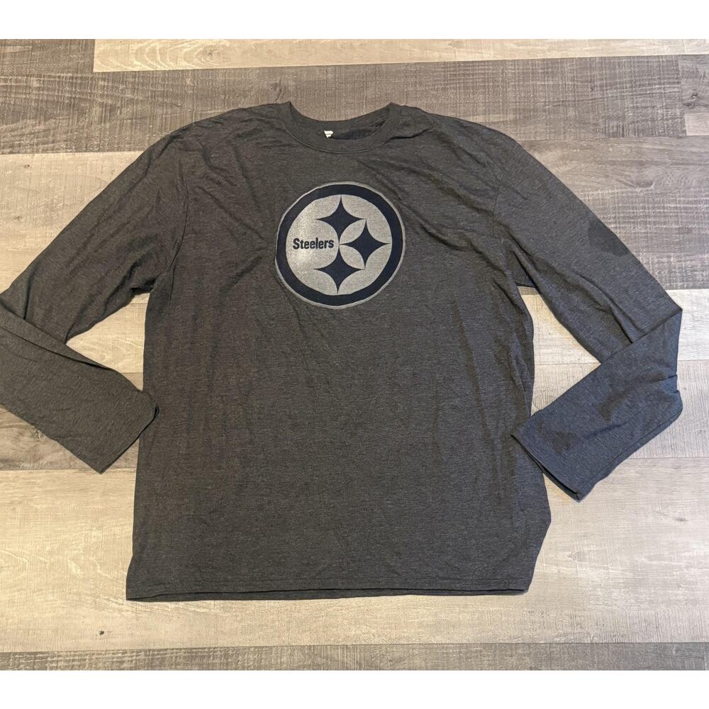 Pittsburgh Steelers Shirt Mens XL Gray Long Sleeve NFL Football Fanatics Tee